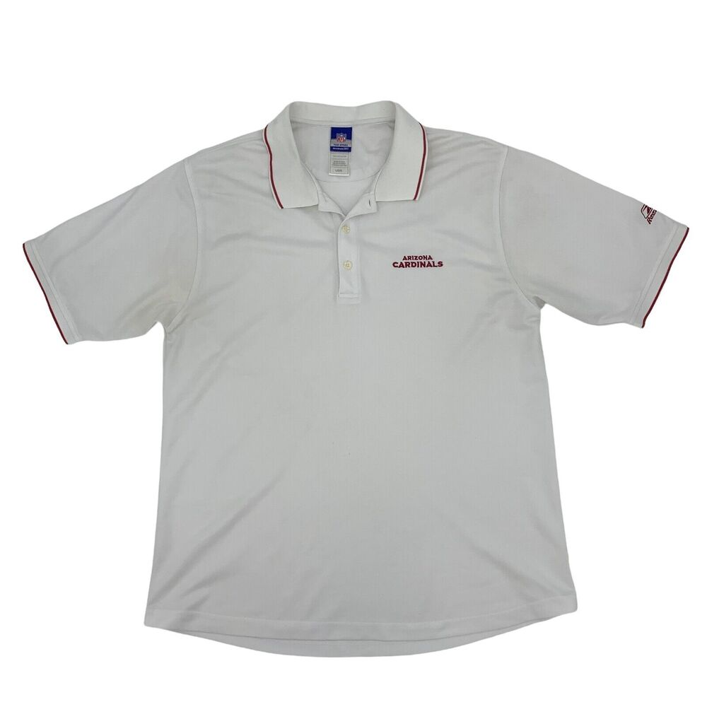 Reebok Arizona Cardinals Polo Shirt Mens L Large White Short Sleeve Quick Dry